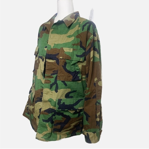 Army Jacket Camo Men's Medium Combat Camouflage Woodland Military Authentic - Picture 4 of 10